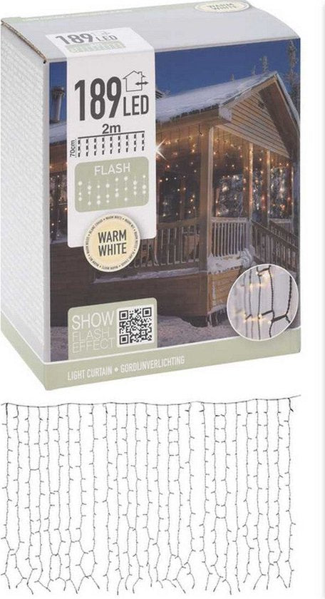 Nampook LED Eiszapfenbeleuchtung / Lichtvorhang - 189 LED - 200 x 70 cm