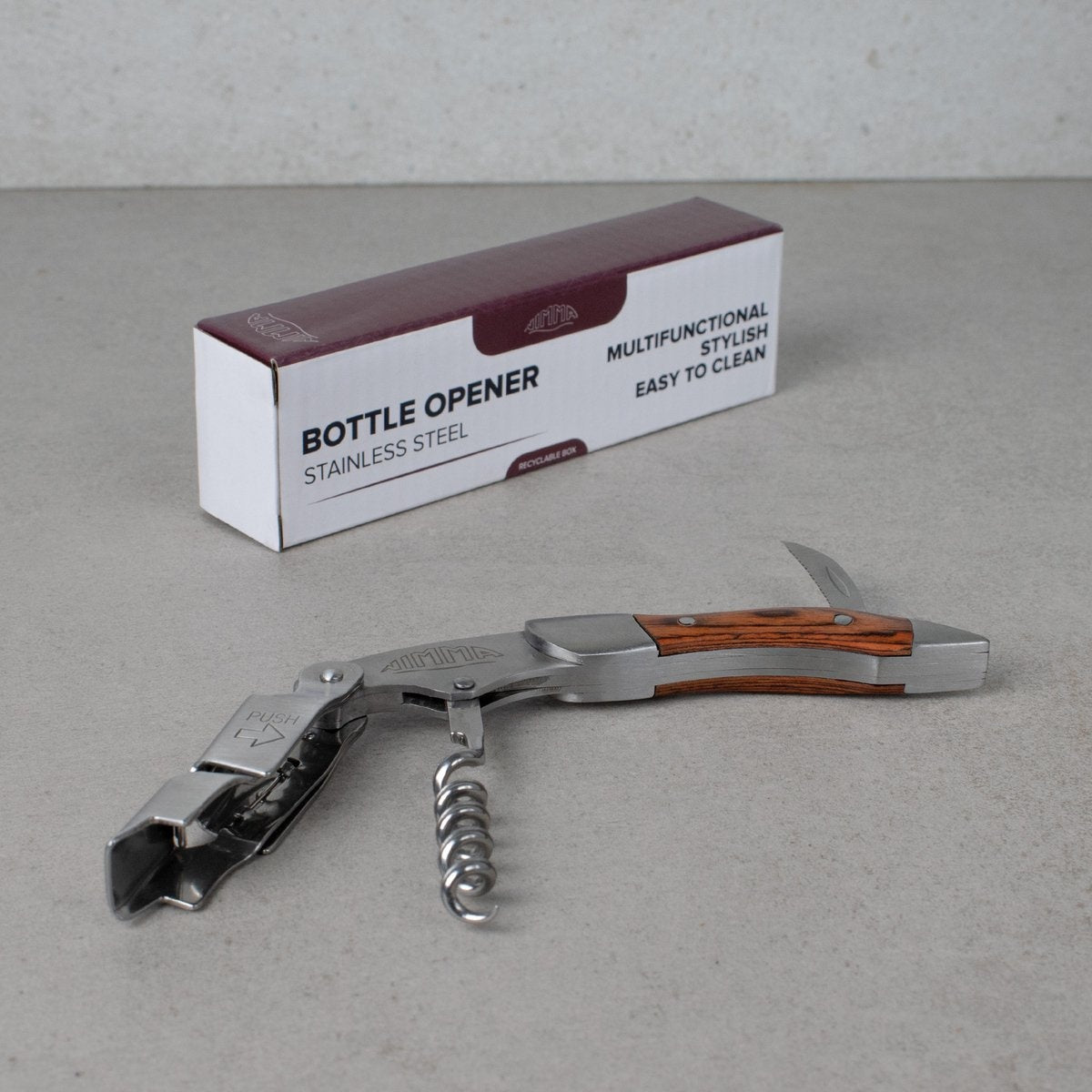 Nimma® Korkenzieher - Multifunktional - Weinöffner - Kellnermesser - Wein-/Bierzubehör - Öffner - Edelstahl