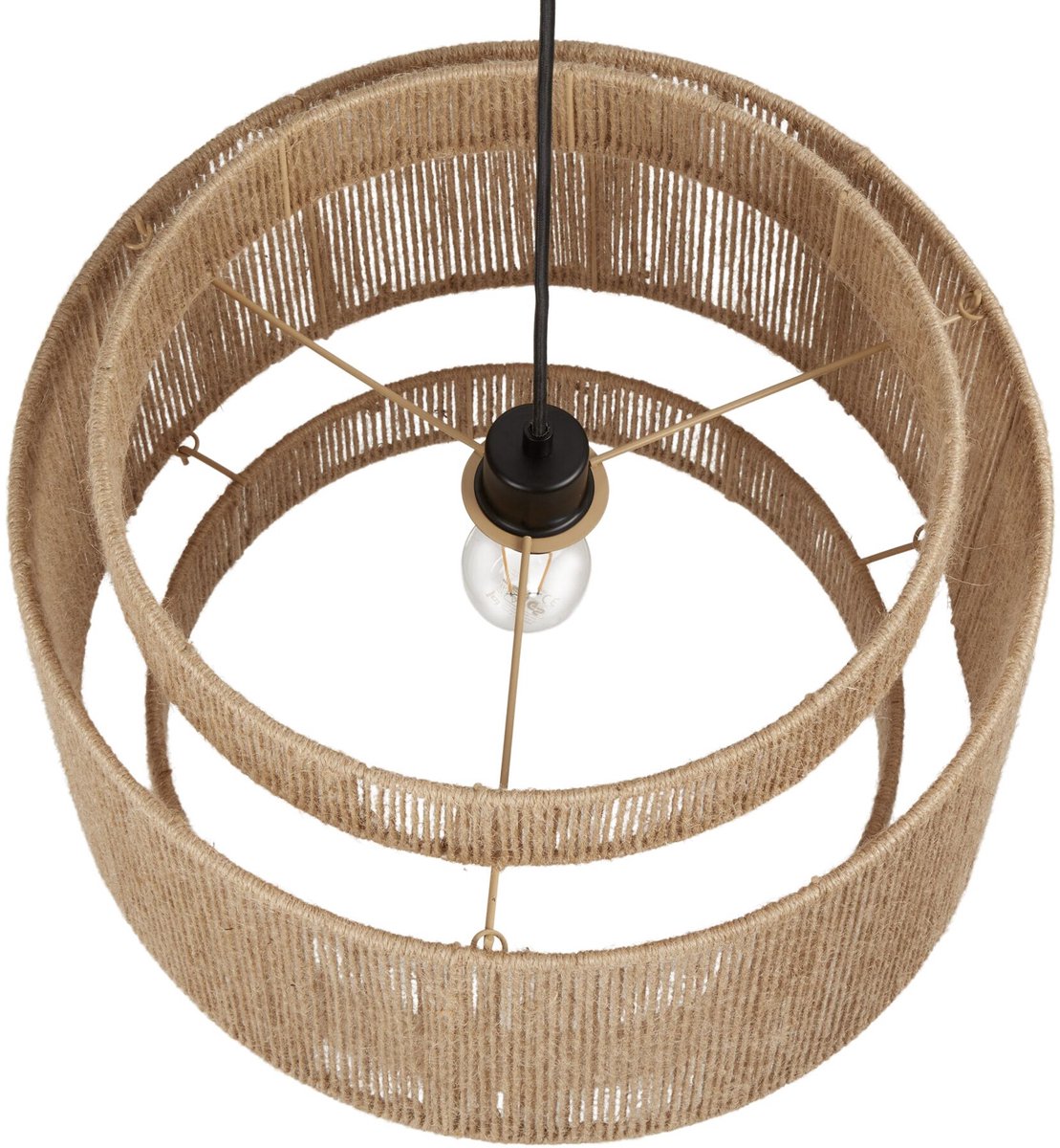tectake® Deckenleuchte Lignea Lux - Boho Pendelleuchte - Jute Natur - Ø46 x 32 cm - 40W
