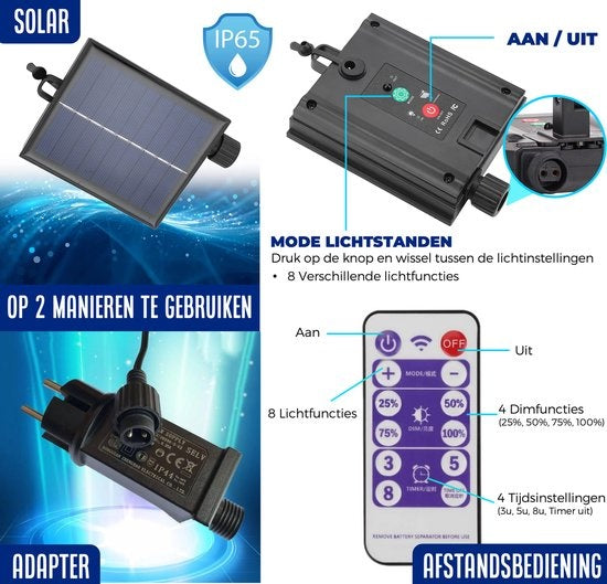 SHINE - Lichtsnoer buiten - Lichtslinger op Zonne-energie - Solar Led Prikkabel - Feestverlichting - Lampjes slinger - Tuinverlichting - Vintage Basic Sfeerverlichting - 15 Led E27 Lampen met Afstandsbediening - 15 Meter