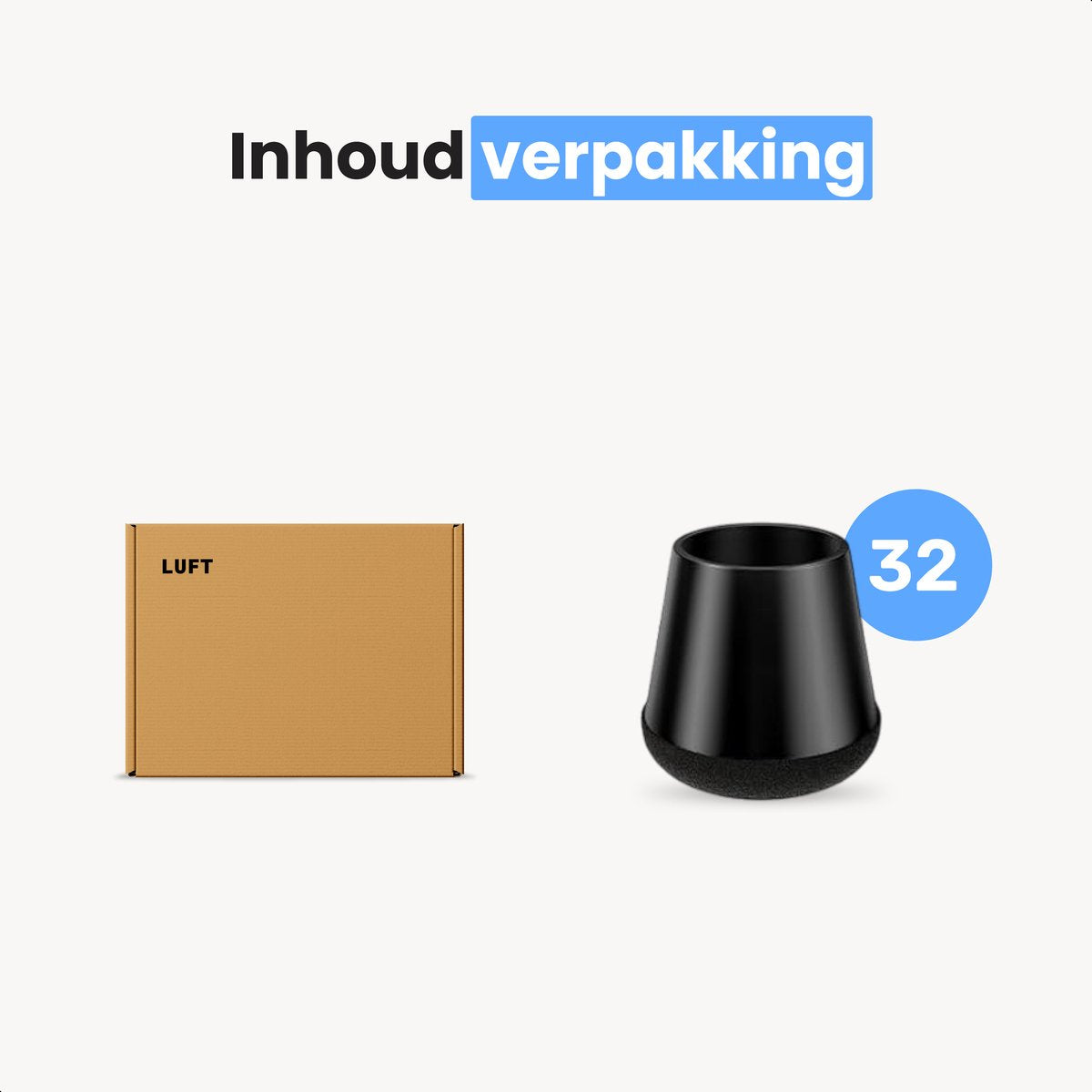 Luft Stuhlbeinschoner mit Filz - 32 Stück - Rund - 12-16 mm - Schwarz - Anti-Kratz-Bodenschutz - Stuhlbeinkappen mit Schalldämpfung