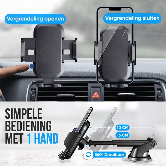 Strex Handyhalterungen Auto - Windschutzscheibe - Armaturenbrett - Lüftungsschlitze - Handyhalter Für Alle Handys - 360° Drehbar