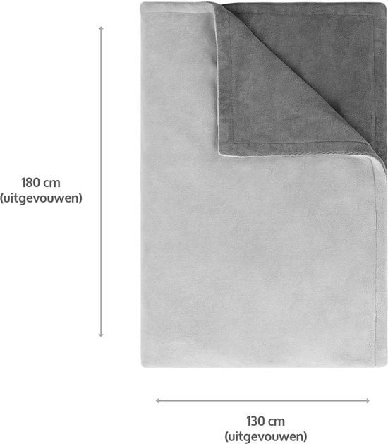 STAUS&BACH - Elektrische Heizdecke - Waschmaschinenfest - Timer - 160x130 cm - Kuscheldecke - 1/2 Person - Grau