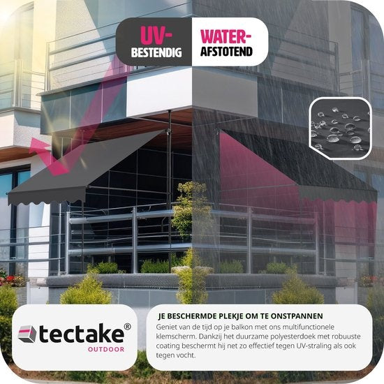 tectake - Klemmmarkise hellgrau 150 x 180 cm