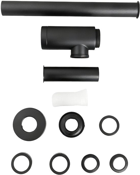 Mirlux – Mattschwarzer Edelstahl-Siphon – Universeller Waschtisch-Siphon Ø 32 mm – Verstellbar 300 x 243 mm – Inklusive Wandrosette – Design-Rohrsiphon für Waschtisch und Waschbecken