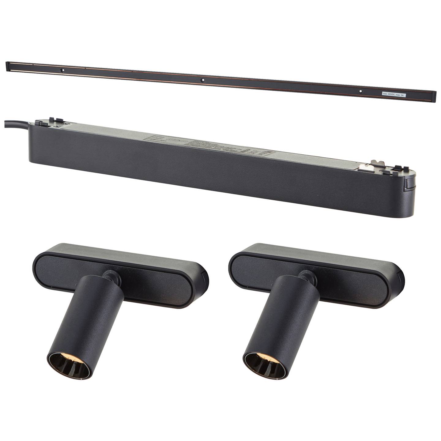 Brilliantes Click and Shine Set - Gleisbefestigung 2 Spots Ø 30mm - Schwarz