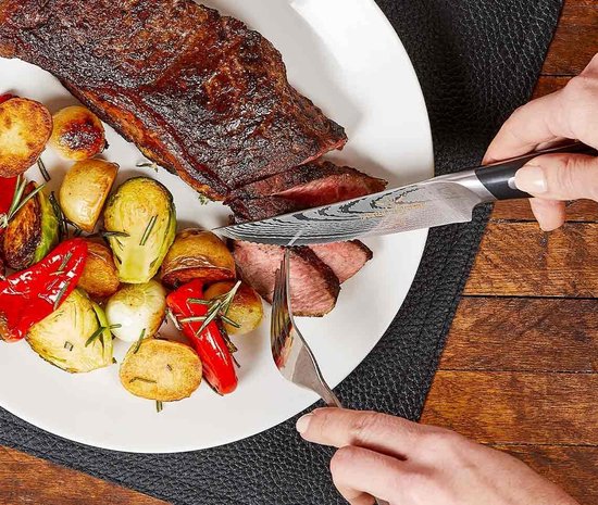 Trusted Butcher Steakmesserset – hochwertiges Messerset – ultrascharfe Messer in Metzgerqualität – perfekt ausbalancierte Fleischmesser für komfortables Schneiden – 4-teiliges Set.