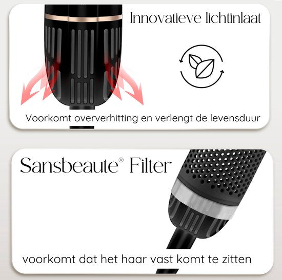 Sansbeauté® 8-in-1 Airstyler mit Diffusor - Haarwickel - Multistyler - Fönbürste Kurzes Haar - Dupe - Haarstyler - Haartrockner - Wärmebürste - Lockenbürste - Lockenstab - Stylingbürste - Coldshot