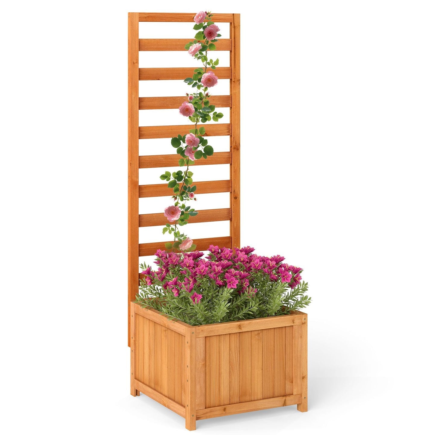 Coast Hochbeet aus Holz mit Klettergitter – Orange – 42,5 x 40,5 x 123 cm