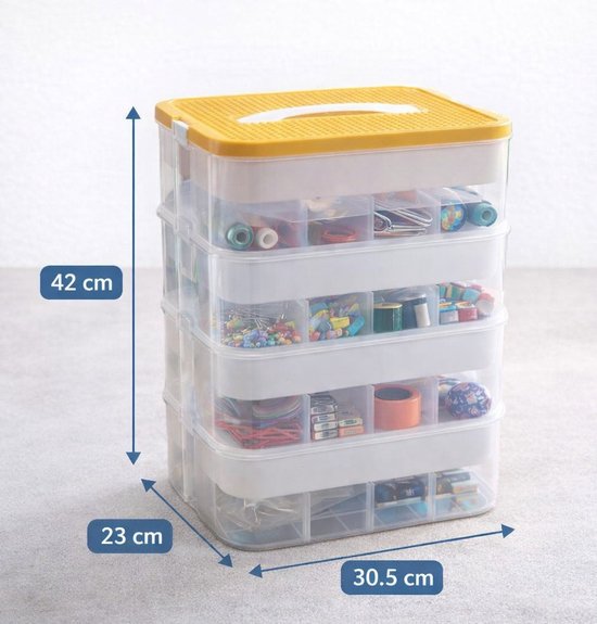 Ceruzo Spielzeug-Aufbewahrungsbox – 4 Ebenen – Transparent – Stapelbar – Organizer – Einlegeböden