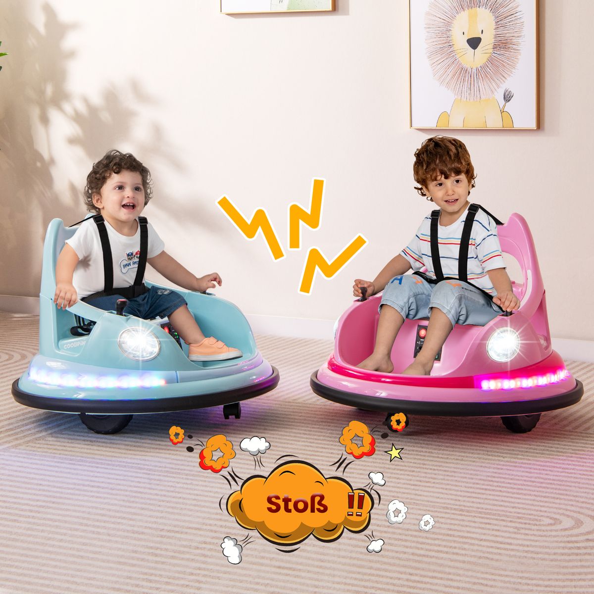 Coast Elektrisches Autoscooter-Auto für Kinder – 12 V mit Fernbedienung und zwei Joysticks – rosa