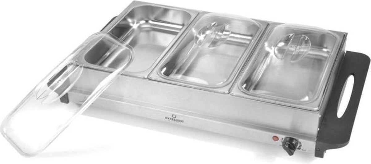Excellent Electrics - Buffetwärmer Heizplatte Edelstahl 300W 53 x 35 x 10cm