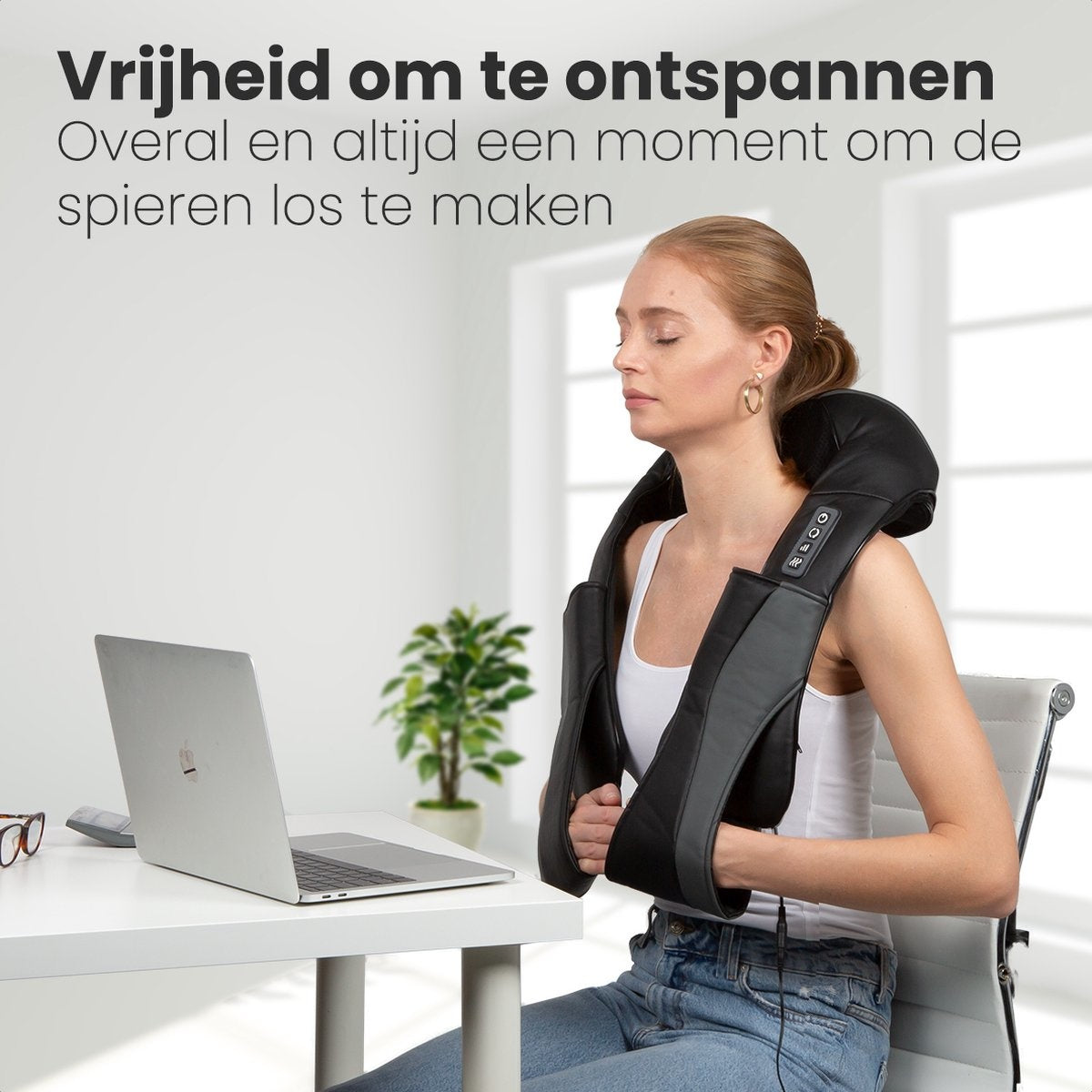 Auronic - Shiatsu Massagekissen - für Nacken und Schulter - Infrarot-Wärmefunktion - Schwarz