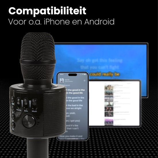 Auronic Karaoke-Mikrofon - Für Kinder und Erwachsene - Bluetooth - Drahtlos - mit Lautsprecher - Schwarz