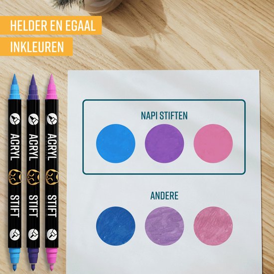 NAPI 72 Acrylmarker Dual Tip - Twinmarker - Malstifte Happy Stones - Steinmalerei mit Acrylmalstiften - Erwachsene und Kinder - Inkl. 5 Mandala-Schablonen