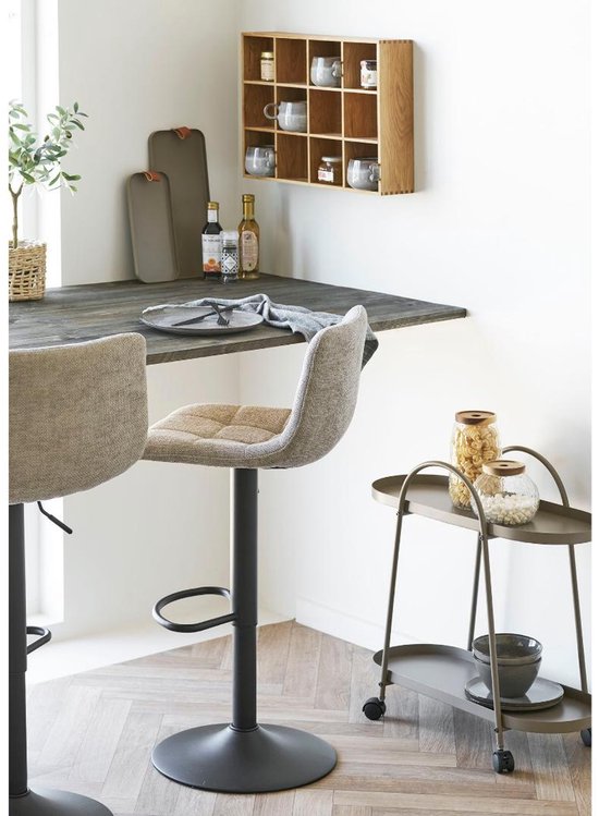 Anea Barhocker - höhenverstellbar - Stoffsitz mit Metallgestell - Modernes Design - Grau