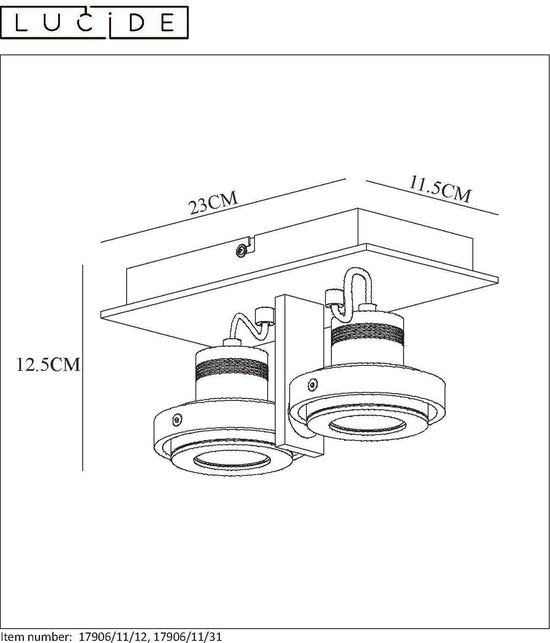 Lucide LANDA Deckenstrahler – LED „Dim to warm“ – GU10 – 2×5 W, 3000 K/2200 K – Mattchrom