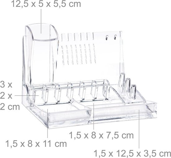 relaxdays make up organiser - acryl kosmetikhalter - kosmetik aufbewahrung - schmuckhalter transparent
