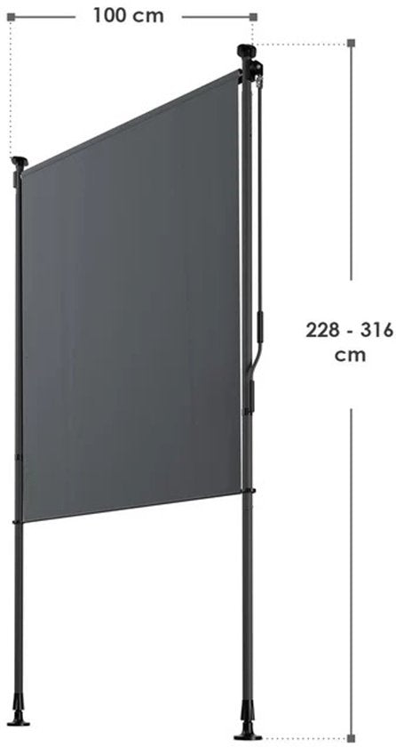 Vertikaler Sonnenschirm Barbados - 100x310 cm - Grau