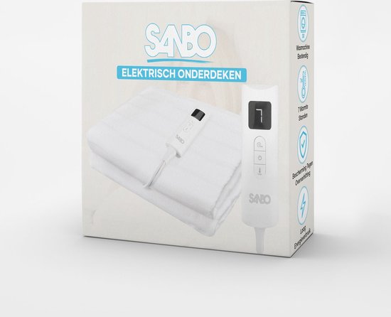 Sanbo Electric Blanket - 2 Personen - 150 x 160 cm - Maschinenwaschbar - Unterbett - 7 Stufen - Mit Eckschlaufen
