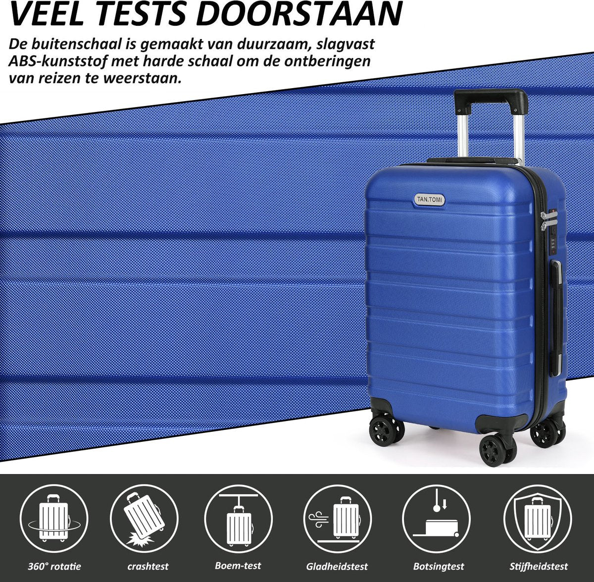 TAN.TOMI Handgepäckkoffer 41 l – Hartschale aus ABS – 4 Rollen – Zahlenschloss