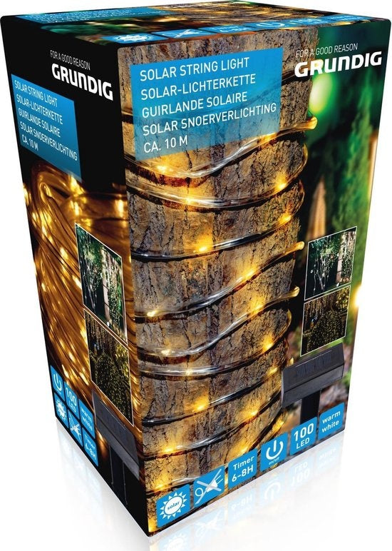 Grundig Lichterkette - Solar - 100 LEDs - Warmes Licht - 10 Meter