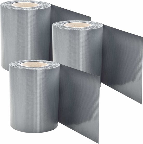 PVC-Sichtschutzstreifen - 3 Stück - 35 Meter - Grau - inkl. Befestigungsclips