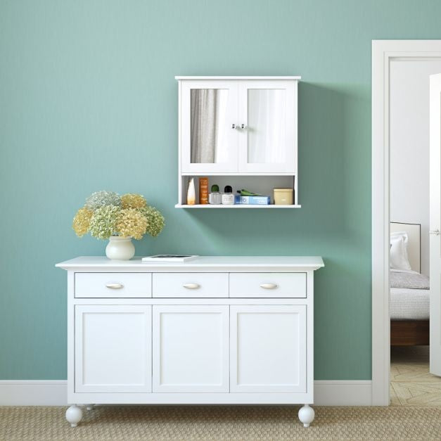 Coast Badezimmerschrank mit Spiegel und Regal - 58,5 x 56,5 x 13,5 cm - Weiß