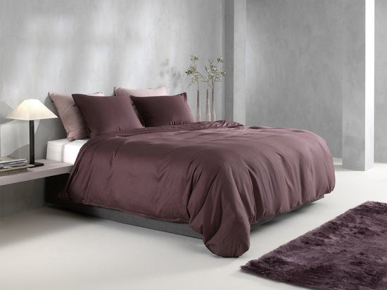 Zohome Bettbezug Satinado - Uni-Bettwäsche - 140x220 - Lila - 100% Baumwolle Satin-Bettbezug
