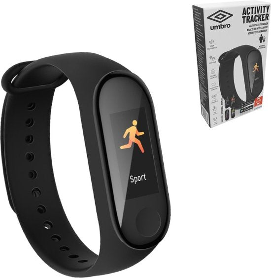 Umbro Smartwatch - Activity Tracker Bluetooth - Sportuhr mit Schrittzähler und Thermometer - Schwarz
