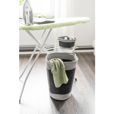 WENKO Bea Wäschekorb Dunkelgrau – 75 l – Recycelter Polyesterfilz