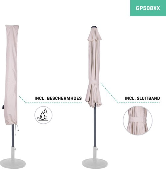 VONROC Premium Sonnenschirm Magione - Strapazierfähiger Balkonsonnenschirm - halbrund 270x135cm - UV-beständiges Tuch - Beige - inkl. Schutzhülle