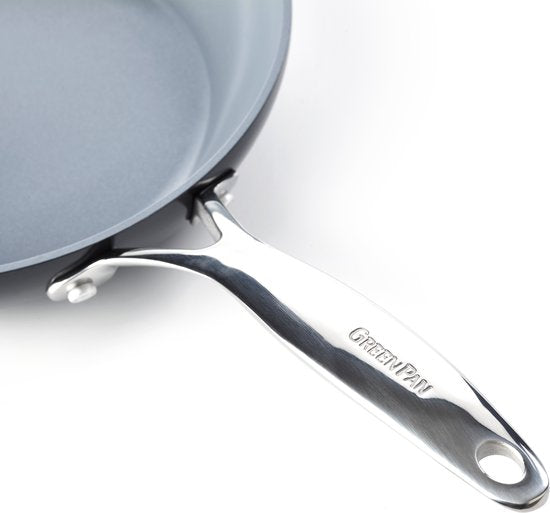 Greenpan Venice Pro Aluminium Bratpfanne Ø 28cm - PFAS-frei - Induktion - Backofenfest bis 220°C - Spülmaschinenfest - Schnelles Erhitzen - Griffe aus Edelstahl - Schwarz
