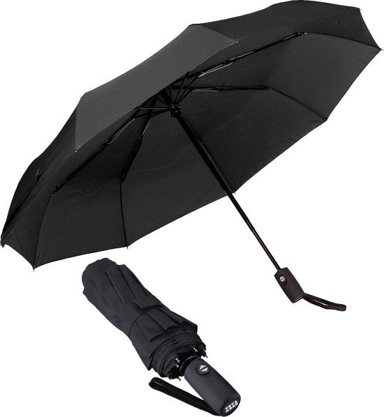 TRVLMORE Automatischer Regenschirm sturmfest - bis zu 100km p/h - Ø 107 cm - Schwarz