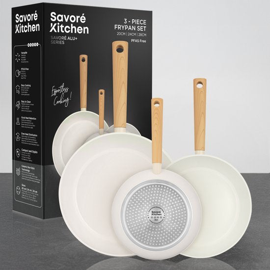 Savoré Kitchen Bratpfannen Ø20, 24 & 28 cm - Induktion - PFAS-frei - Bratpfanne aus Keramik - Bratpfannenset - Pfannen - Pfannen - Pfanne