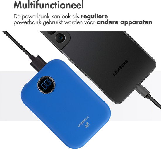 imoshion Powerbank 10000 mAh - Geeignet für MagSafe - Schnellladegerät 22,5W - LED-Anzeige - USB C & USB A - Wireless Powerbank Geeignet für Apple iPhone 12/13/14/15/16 - Blau