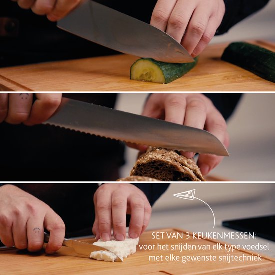 Boska Küchenmesser Kopenhagen - 3er-Set - Für jede Art von Essen - Messerset - Einzigartiges Design - Spülmaschinenfest - Edelstahl