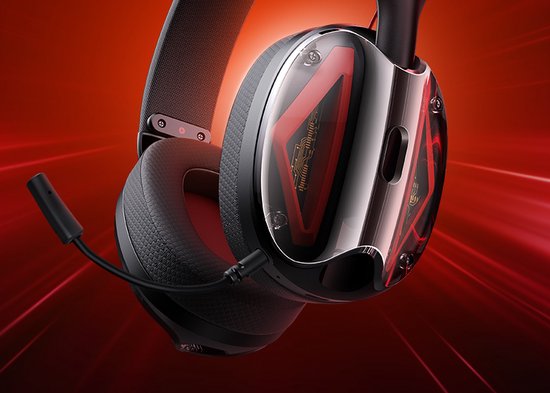 Picun G1 - 2.4GHz Wireless Gaming Headset - Over-Ear-Kopfhörer - Mit Mikrofon - PC/PS4/PS5/Nintendo Switch - Schwarz rot