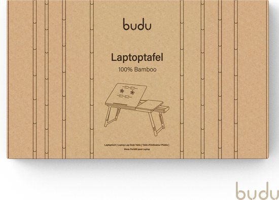 Budu Laptoptisch - Betttisch - Sofatisch - Verstellbarer Laptoptisch - Laptoptisch Bambusholz - Laptopständer - Frühstückstisch - Frühstück im Bett