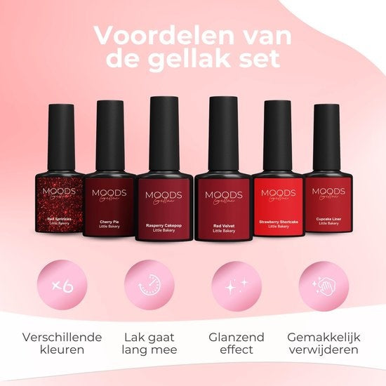Moods Gellac 6-teiliges Set - Gel-Nagellack - 8ML - Little Bakery Edition - Nägel - Gel Polish Starter Pack - Chic Colours