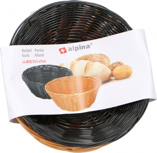 alpina Brotkörbe - 2 Stück - Weidenkorb - Braun und Schwarz