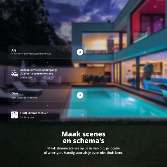 FlinQ Smart Plug - Smart Plug - Inklusive Timer & Energiemessgerät - 2er-Pack - Weiß