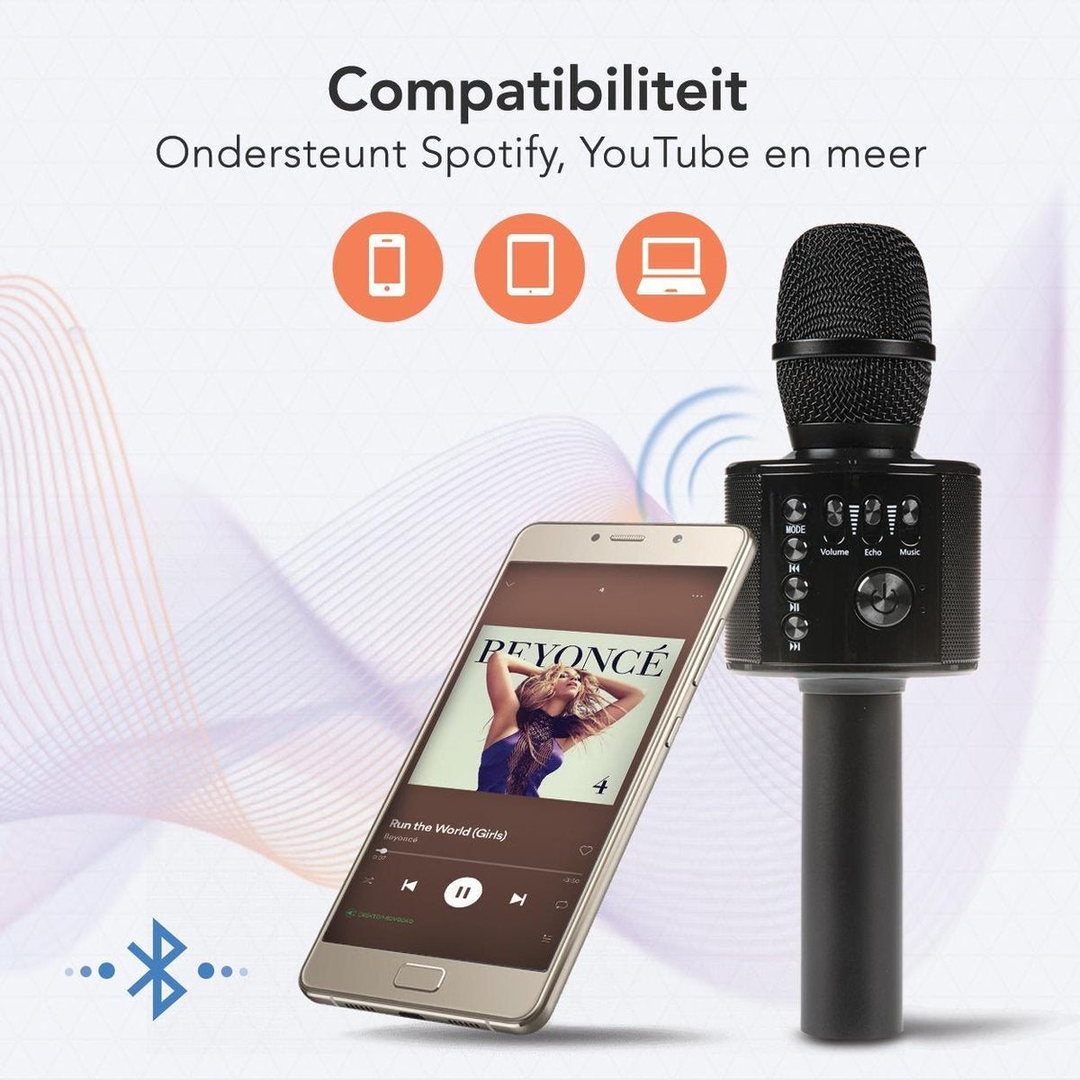 LifeGoods Karaoke-Mikrofon - Bluetooth - Drahtlos - mit Lautsprecher - Schwarz