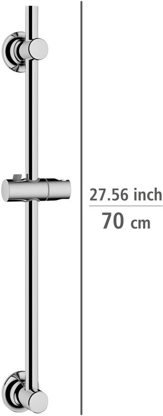 WENKO Duschstange aus Edelstahl, verchromt, Länge 70 cm, Durchmesser 22 mm, mit Duschkopfhalterung und 2 Wandhaltern – Duschstange, verchromt – Befestigung ohne Bohren