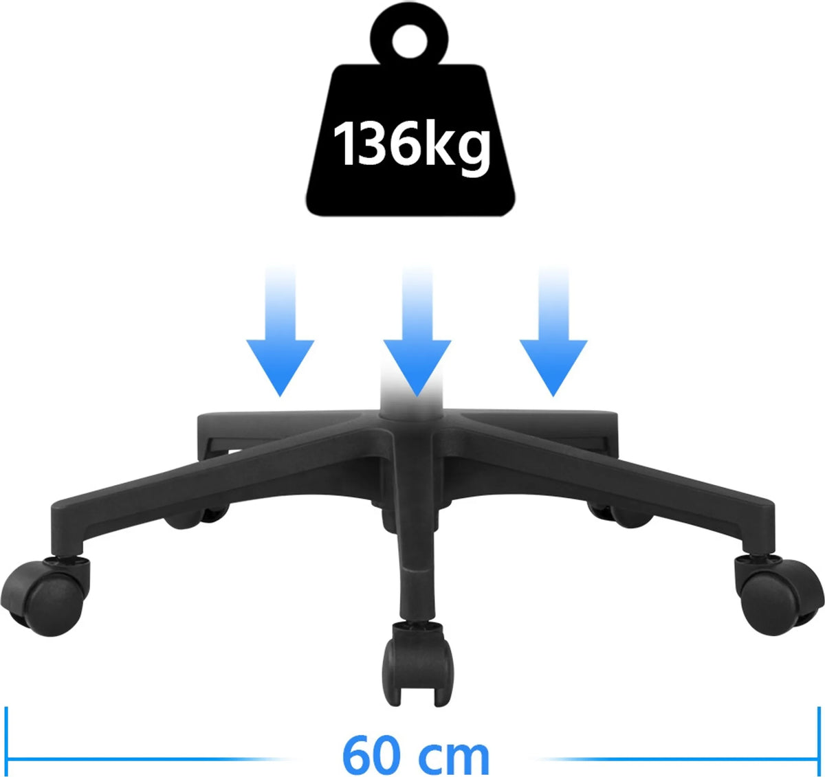 Yaheetech Bürostuhl Ergonomisch - Ausgestattet mit atmungsaktivem Mesh-Gewebe und Schaukelfunktion und breite Sitzfläche - Für Büro und Studie - Blau Nylon und Stahl - 60,5 x 60 x 87-97 cm