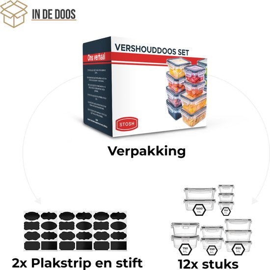 Stosh Freshness Trays - Meal Prep Trays - Gefrierschalen - Lebensmittelbehälter - 12 Stück - Kunststoff - BPA frei