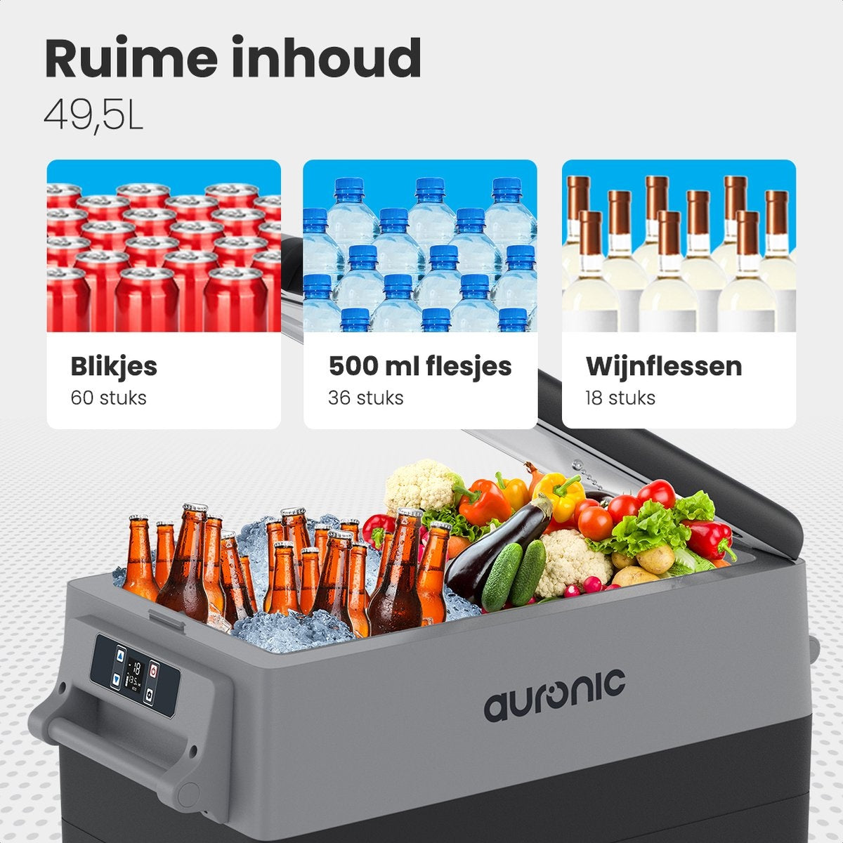 Auronic Electric Compressor Coolbox - Kühlbox - 40.5L - 12V und 240V - Grau