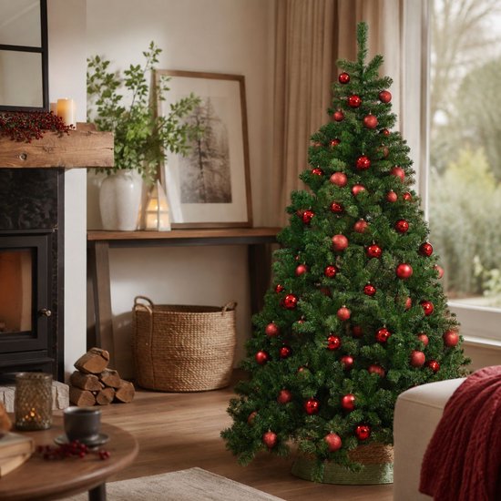 Triumph Tree Tuscan Weihnachtsbaum – Kunstbaum mit natürlicher Optik und Farbcodes – Pflegefreie Weihnachtsdekoration für den Innenbereich – Steckkonstruktion – 120 x 81 cm – Grün