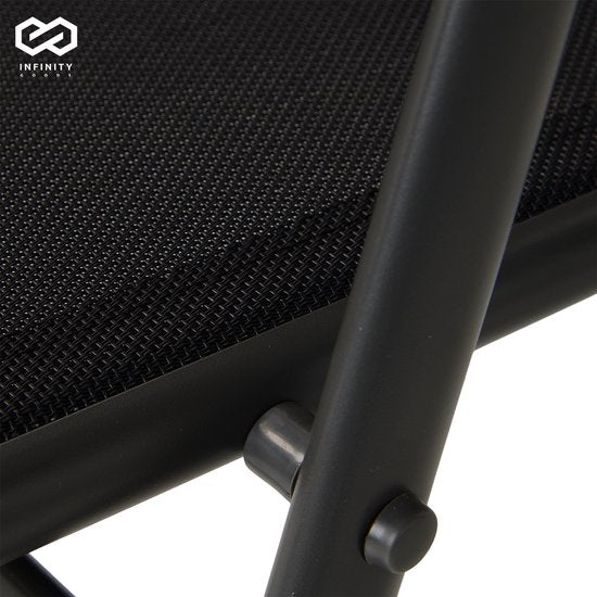 Infinity Goods Tuinstoel - 4 Stuks - 7 Verstelbare Standen - Inklapbaar - Tuin of Balkon - Weerbestendig - Textileen - Zwart