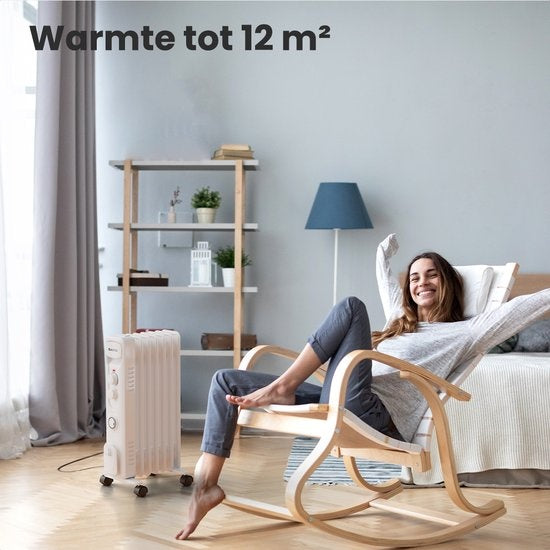 Auronic Ölradiator - Elektrischer Heizkörper - Thermostat - Timer - 3 Stufen - bis zu 1500W - Weiß